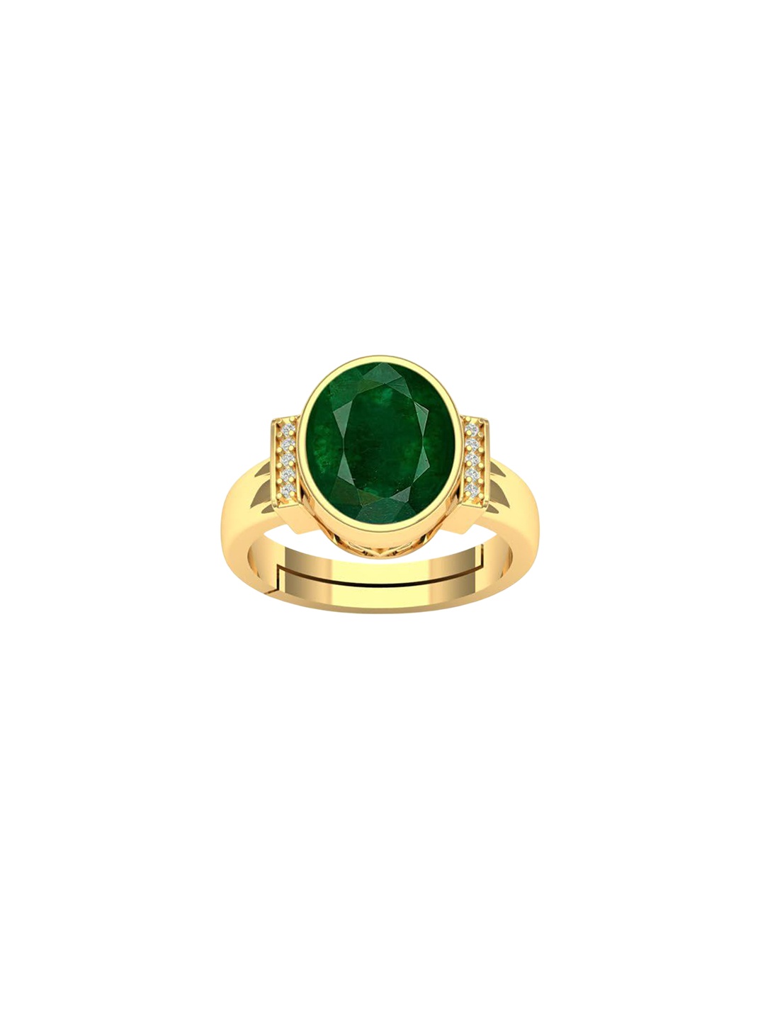 

LMDPRAJAPATIS Unisex 3.25 Ratti 2.50 Carat Original Emerald Astrological Gemstone Gold Ring For Women And s, Green