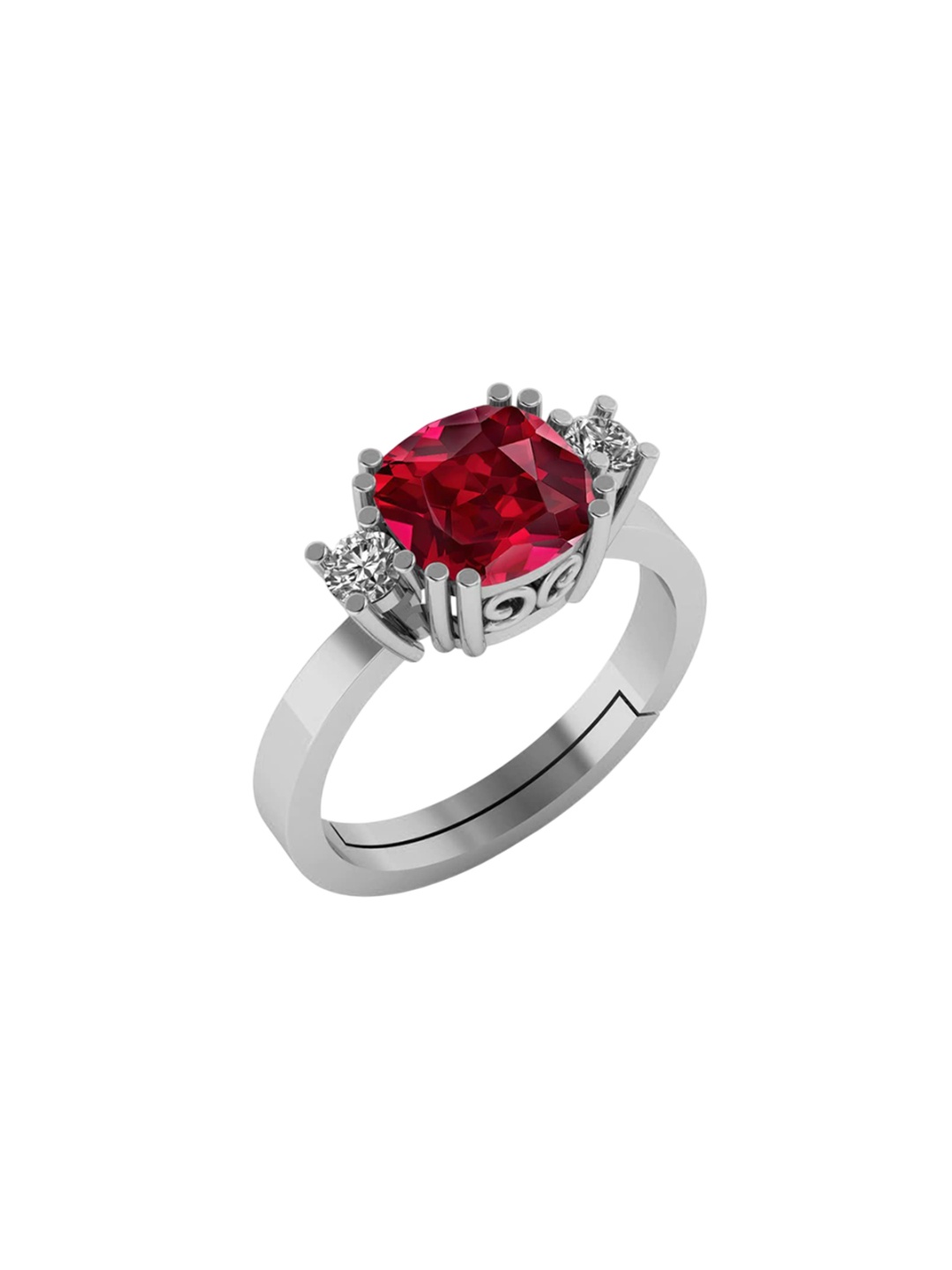 

LMDPRAJAPATIS Unisex 6.25 Ratti 5.50 Carat Natural Red Ruby Cushion Cut Silver Adjustable Ring For And Women