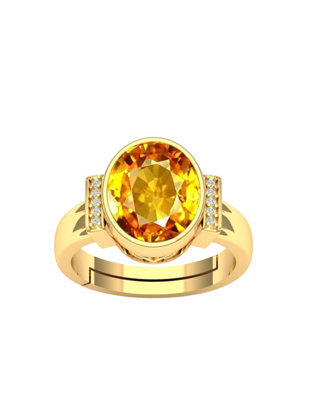 

LMDPRAJAPATIS Unisex 2.25 Ratti 1.50 Carat Yellow Sapphire Engagement Zirconia Ring For Women And Men