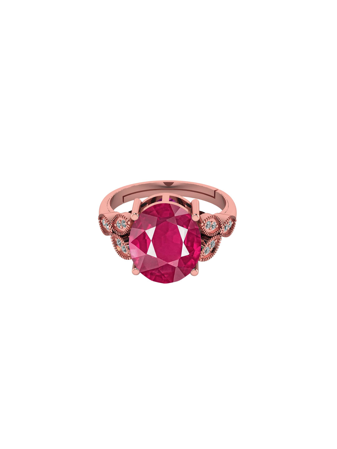 

LMDPRAJAPATIS Unisex 8.25 Ratti / 7.50 Carat Original Ruby Gemstone Rose Gold Engagement Ring, Red