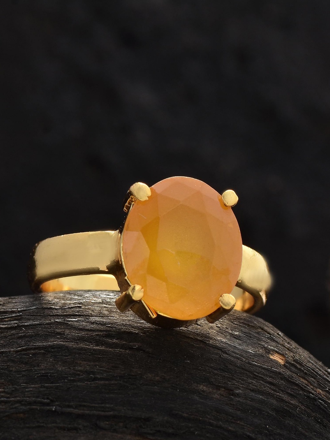 

LMDPRAJAPATIS Unisex Embellished Ring, Yellow