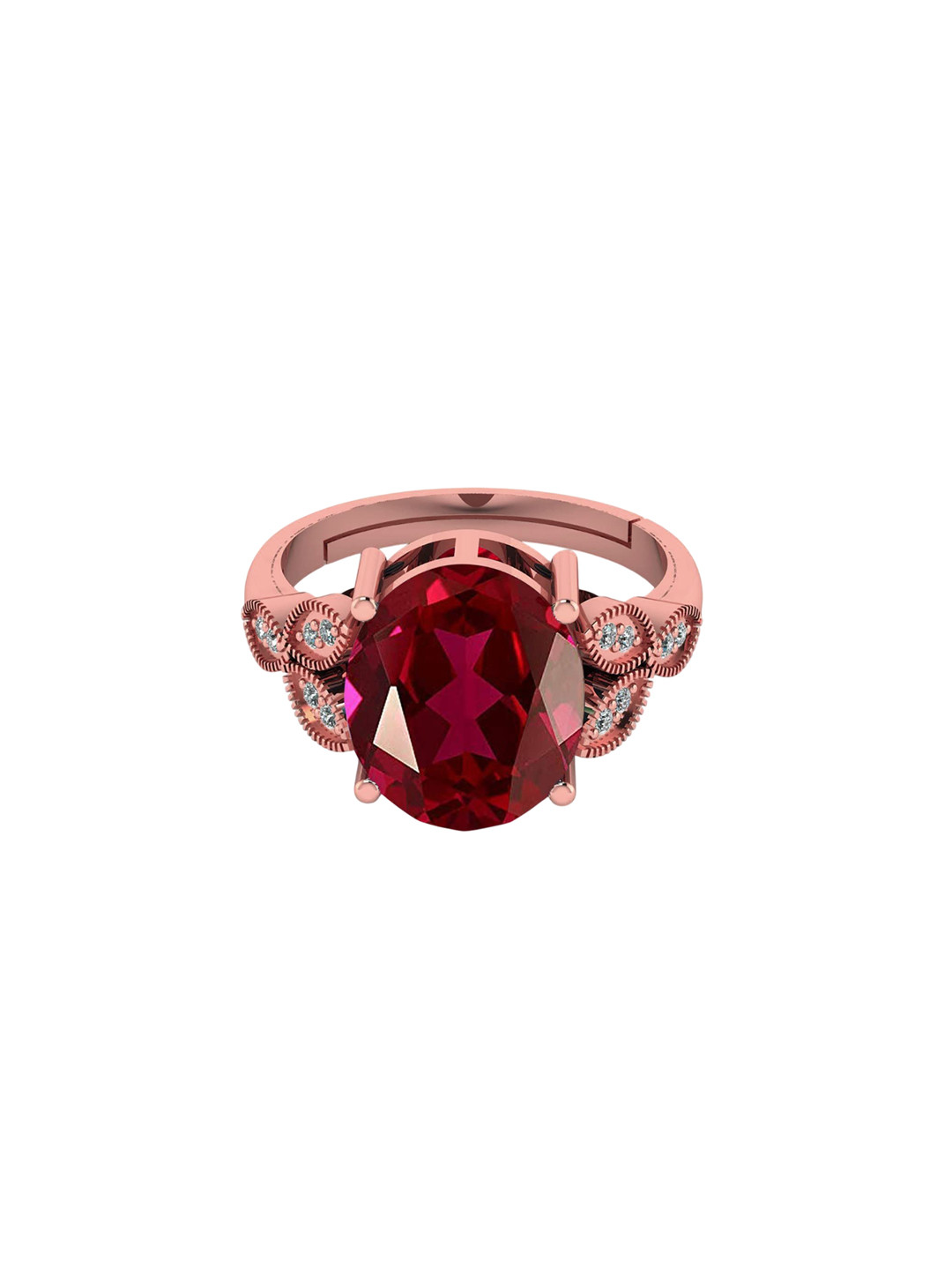 

LMDPRAJAPATIS Unisex 11.25 Ratti Astrological Lab Certified Natural Ruby Manik adjustable Rose Gold Ring, Red