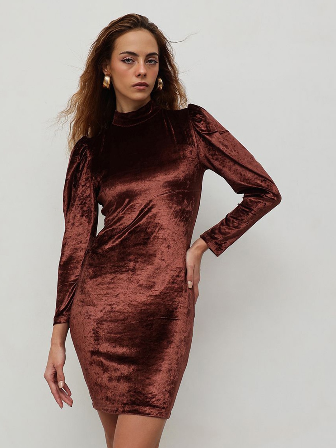 

STREET 9 Velvet Bodycon Dress, Brown