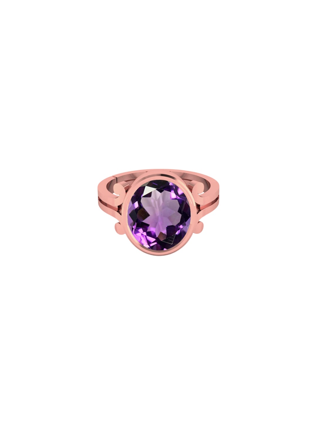 

LMDPRAJAPATIS Unisex 10.25 Ratti 9.50 Carat Natural Amethyst Katela Gemstone Rose Gold Ring For Men And Women, Purple