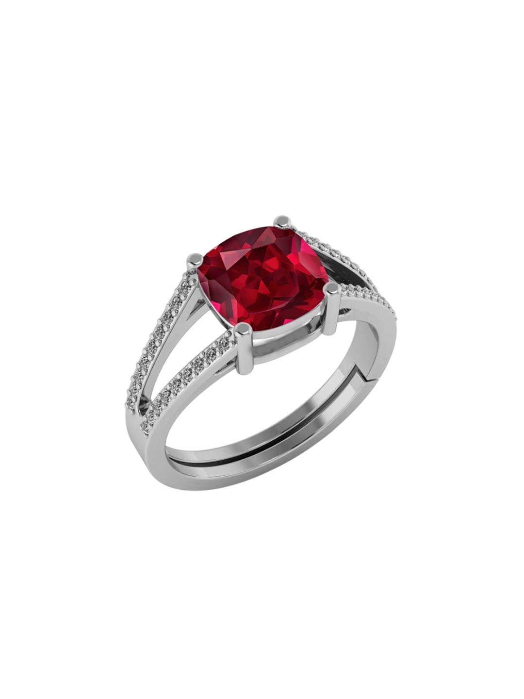 

LMDPRAJAPATIS Unisex 3.25 Ratti 2.50 Carat Certified Ruby Gemstone 8 mm Silver Adjustable Ring For And Women, Red