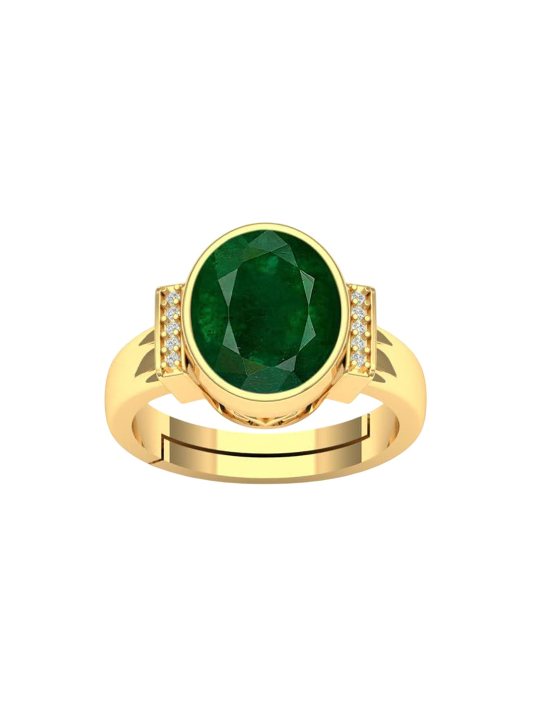 

LMDPRAJAPATIS Unisex 10.25 Ratti 9.50 Carat Original Emerald Astrological Gemstone Gold Ring For Women And s, Green