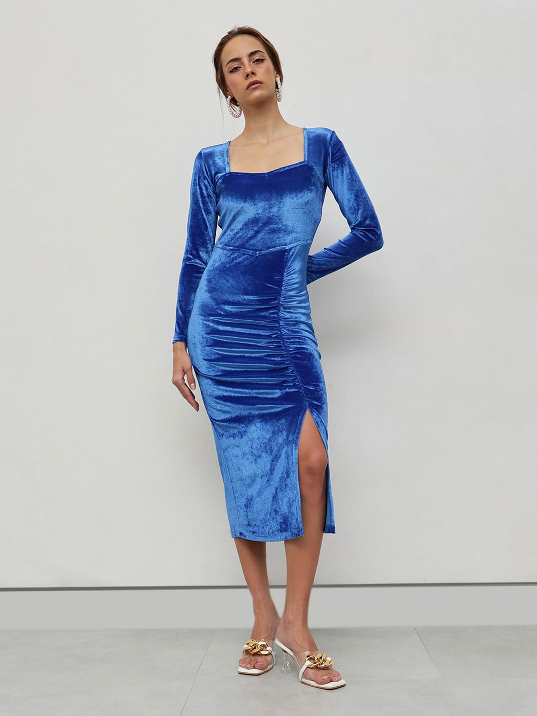 

STREET 9 Cowl Neck Velvet Maxi Dress, Blue