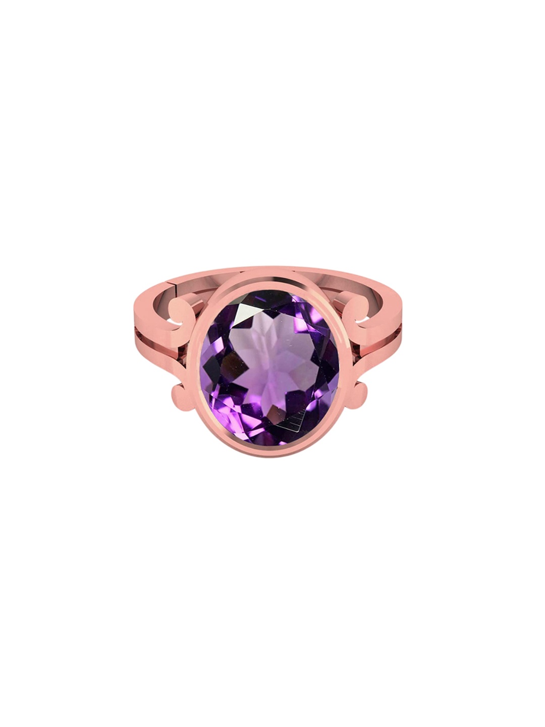 

LMDPRAJAPATIS Unisex 7.25 Ratti 6.50 Carat Natural Amethyst Katela Gemstone Rose Gold Ring For Men And Women, Purple