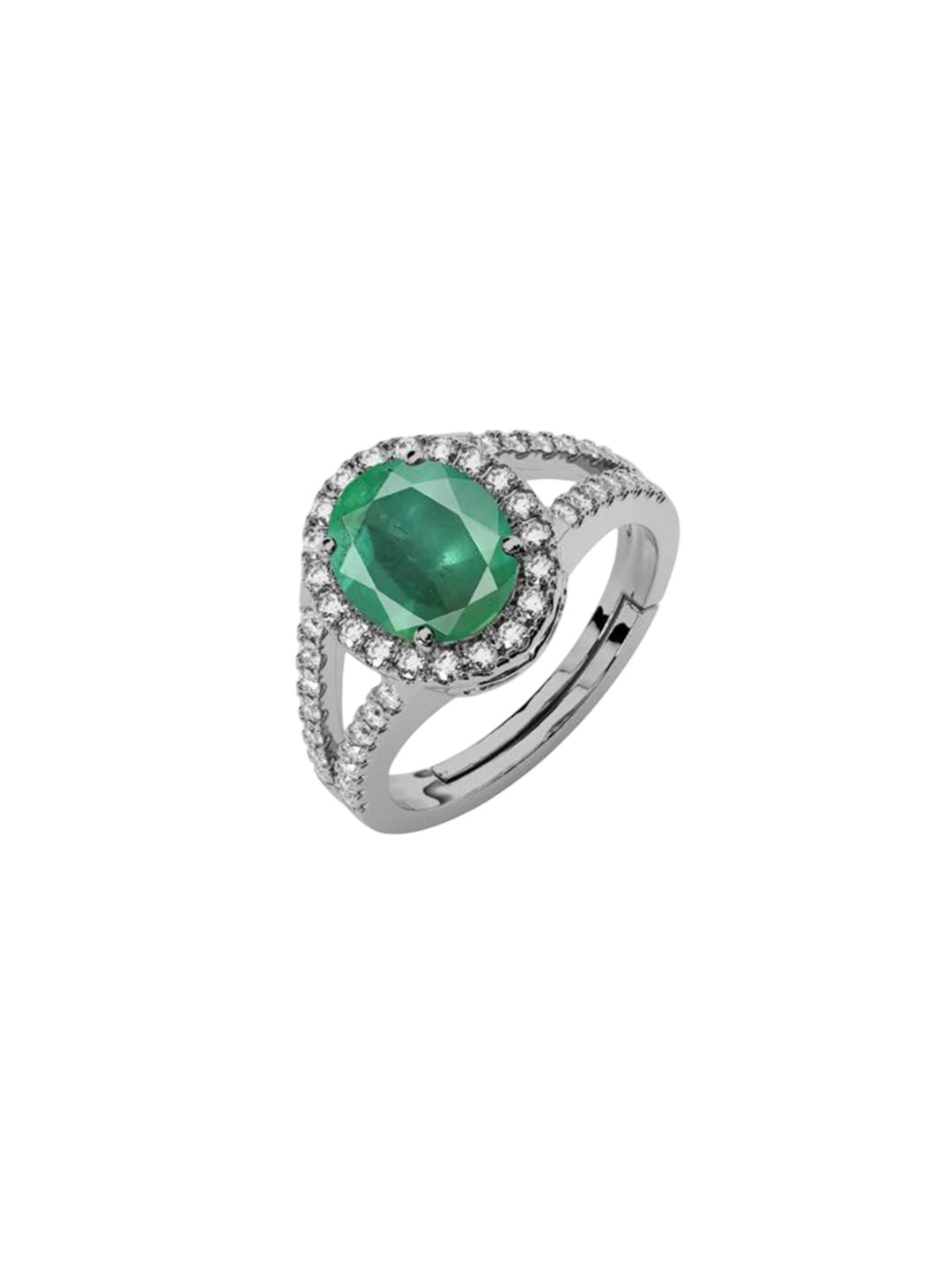 

LMDPRAJAPATIS Unisex 5.25 Ratti 4.50 Carat Natural Emerald Birthstone Zirconia Silver Ring With Lab Certificate, Green