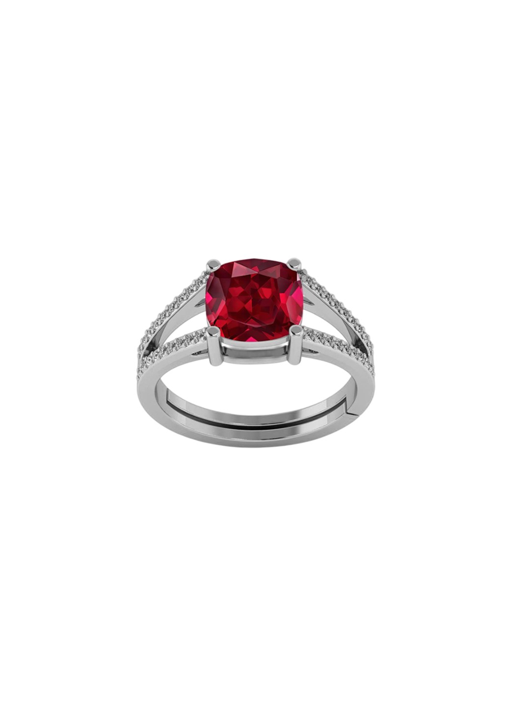 

LMDPRAJAPATIS Unisex 5.25 Ratti 4.50 Carat Certified Ruby Gemstone 8 mm Silver Adjustable Ring For And Women, Red