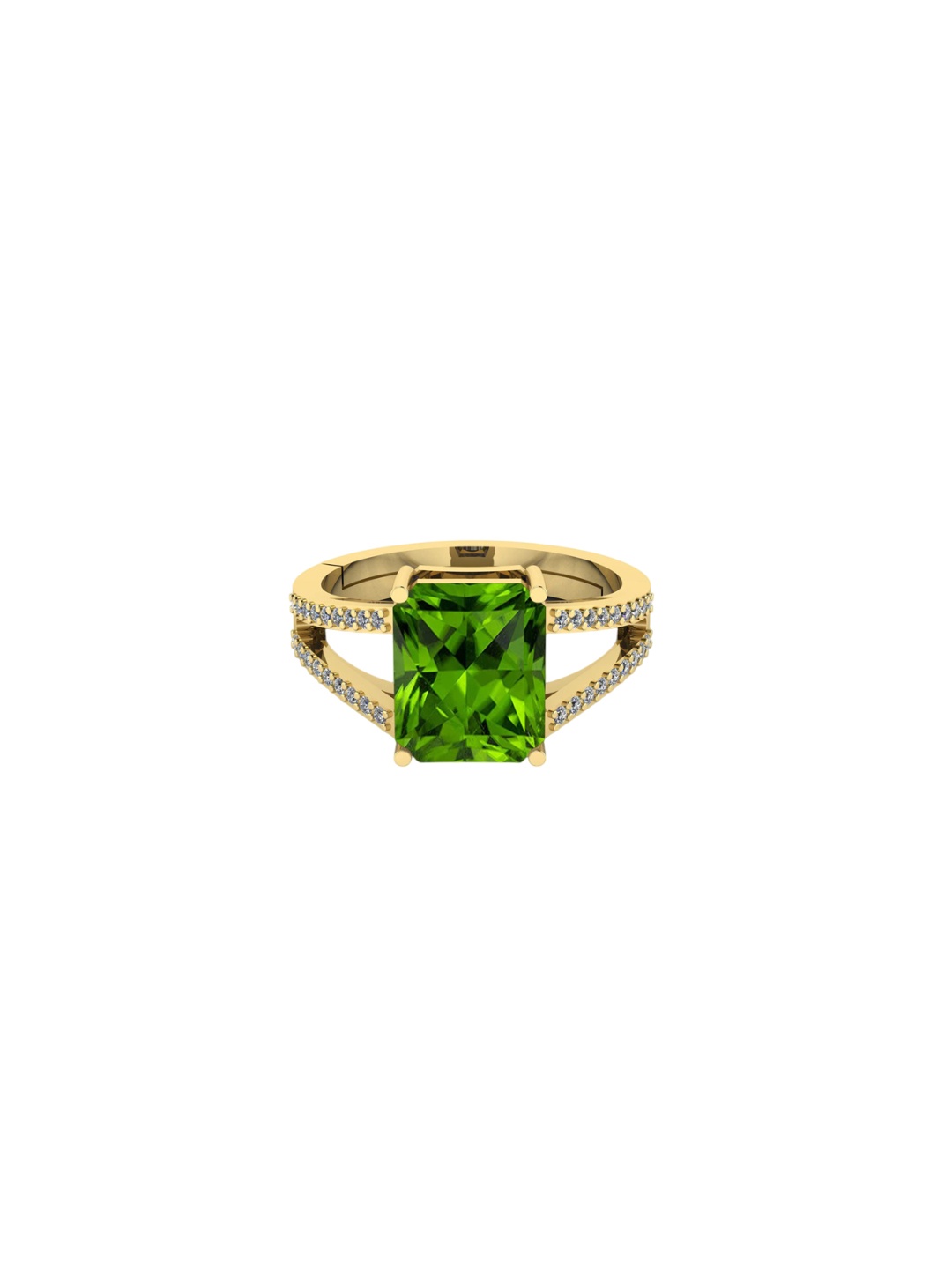 

LMDPRAJAPATIS Unisex 9.25 Ratti 8.50 Carat Natural Peridot Gold Plated CZ Square Gold Plated Ring For Women's, Green