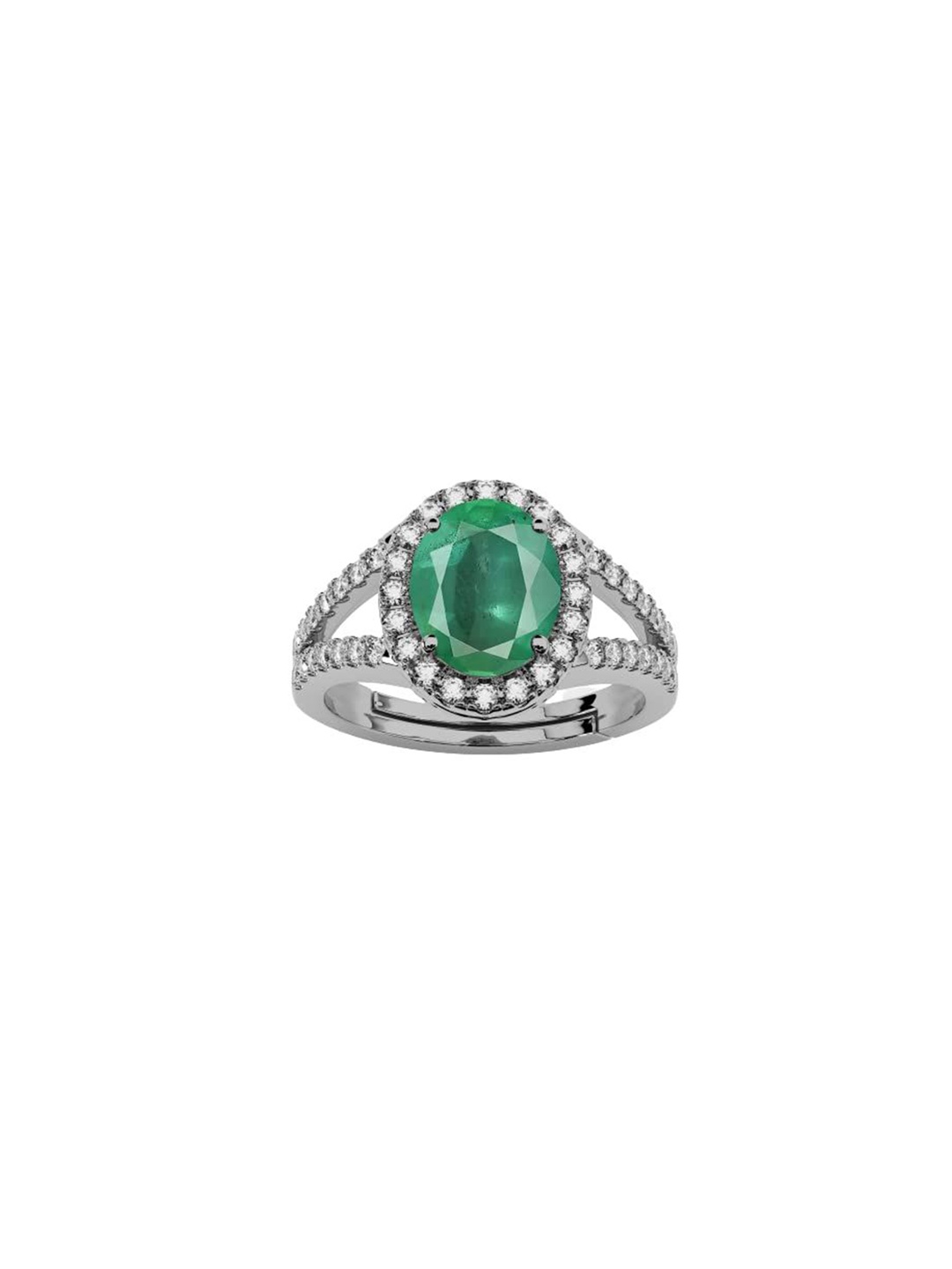 

LMDPRAJAPATIS Unisex 8.25 Ratti 7.50 Carat Natural Emerald Birthstone Zirconia Silver Ring With Lab Certificate, Green