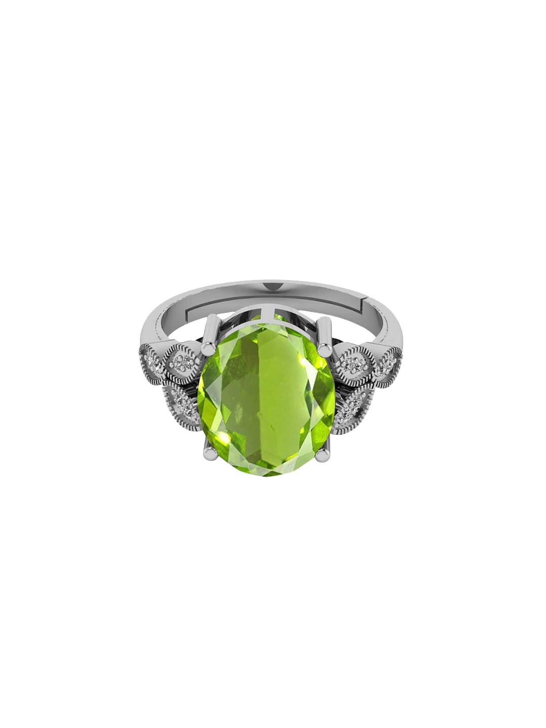 

LMDPRAJAPATIS Unisex 5.25 Ratti 4.50 Carat Unheated Untreatet Natural Peridot Stone Silver Ring For Women's, Green