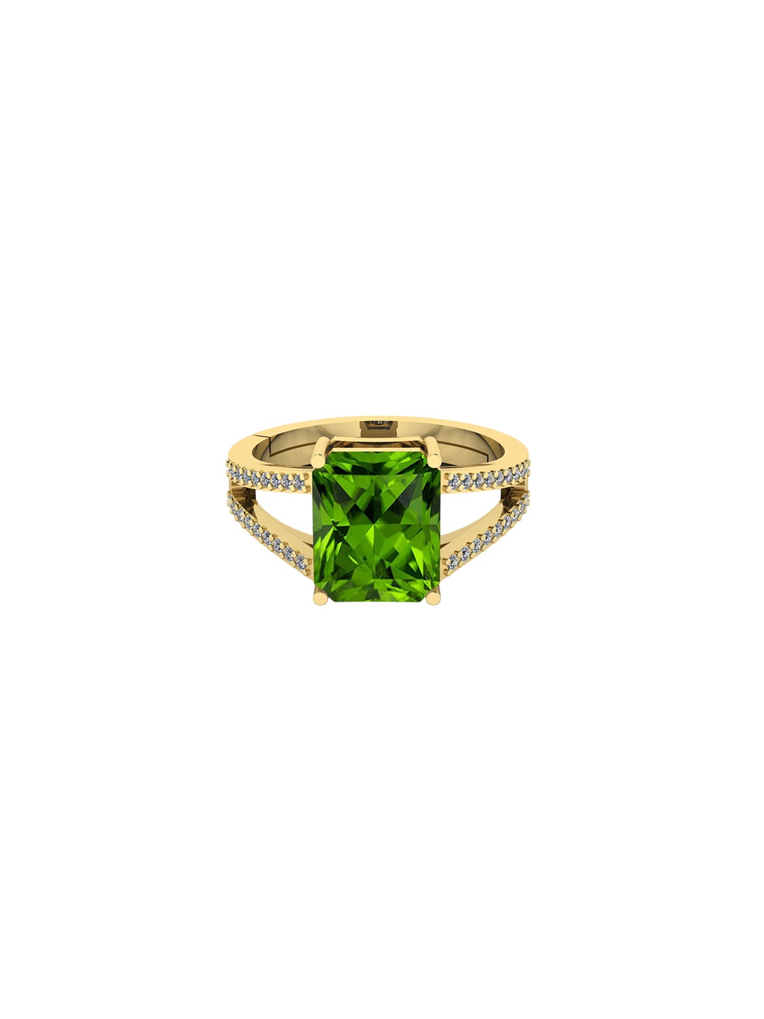 

LMDPRAJAPATIS Unisex 11.25 Ratti 10.50 Carat Natural Peridot Gold Plated CZ Square Gold Plated Ring For Women's, Green