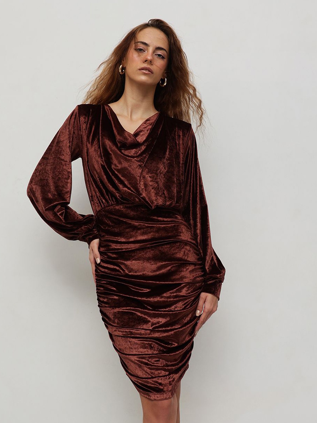 

STREET 9 Velvet Sheath Dress, Brown