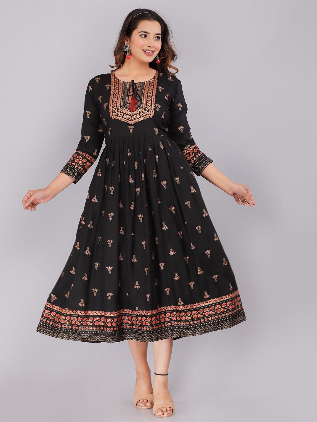 

Vorcia Febtex Embellished Maternity A-Line Midi Dress, Black