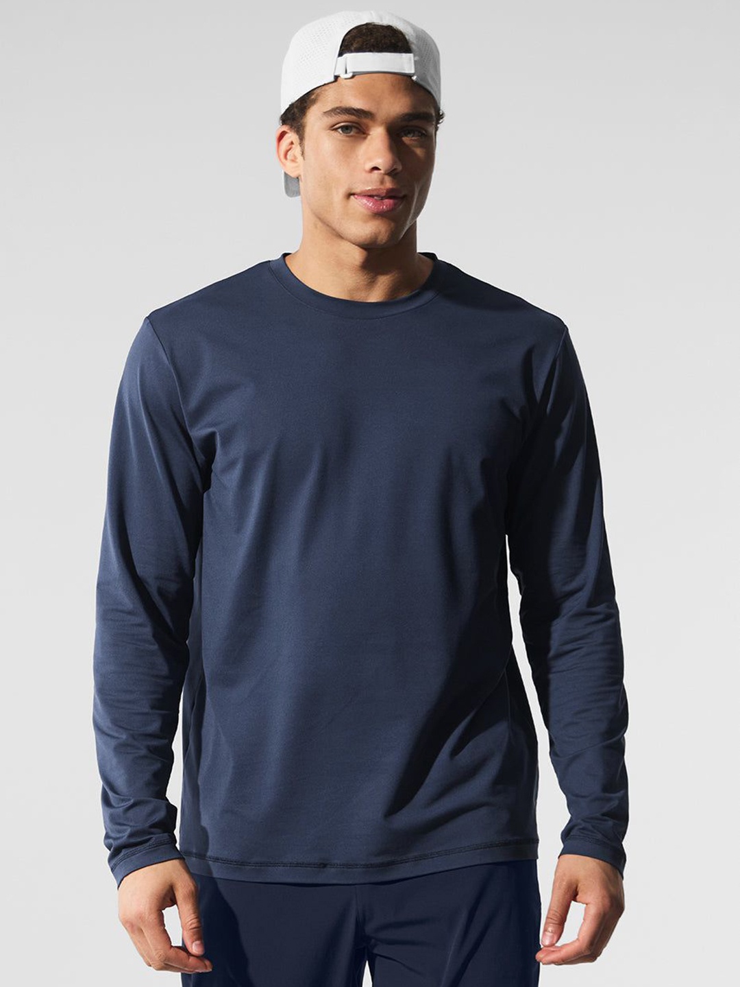 

appulse Men Long Sleeve Round Neck Sports T-shirt, Navy blue