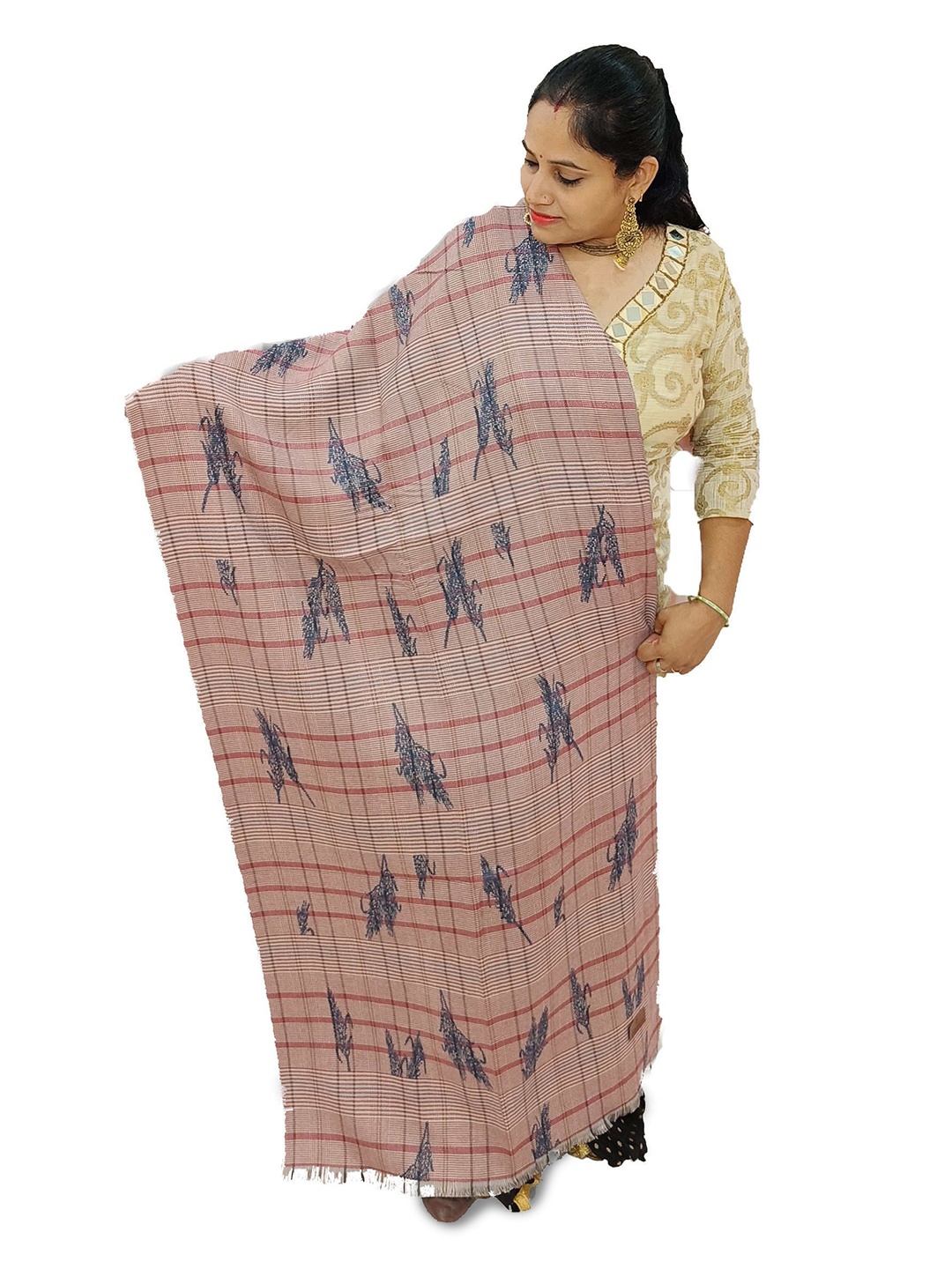 

Vrinde Women Checked Stole, Pink