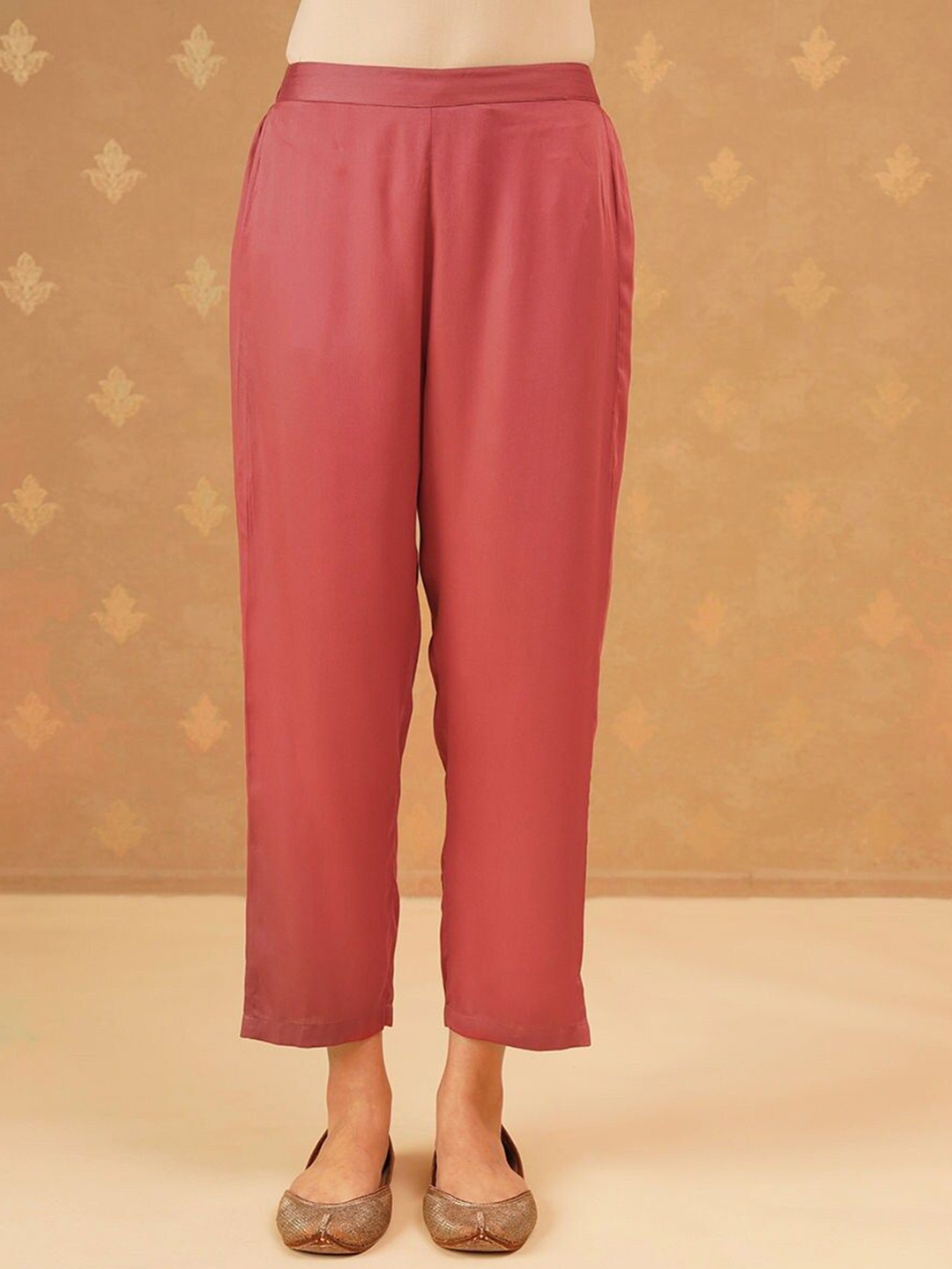 

JAYPORE Women Relaxed Trousers, Coral