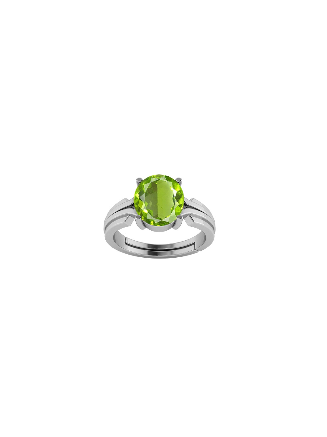 

LMDPRAJAPATIS Unisex 3.25 Ratti / 2.25 Carat Peridot Gemstone Silver Adjustable Ring For Women's, Green