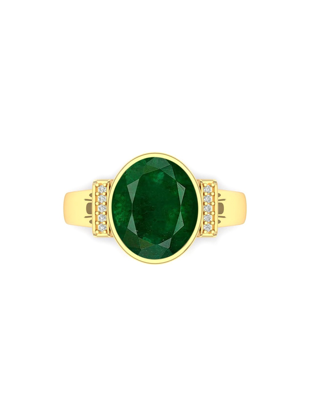 

LMDPRAJAPATIS Unisex 9.25 Ratti 8.75 Carat Natural Emerald Zirconia Stone Gold Ring For Women, Green