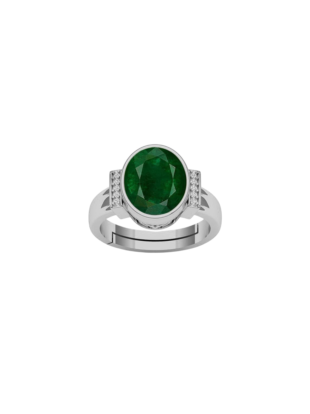 

LMDPRAJAPATIS Unisex 11.25 Ratti 10.50 Carat Emerald Birthstone Silver Adjustable Ring For Men And Women, Green