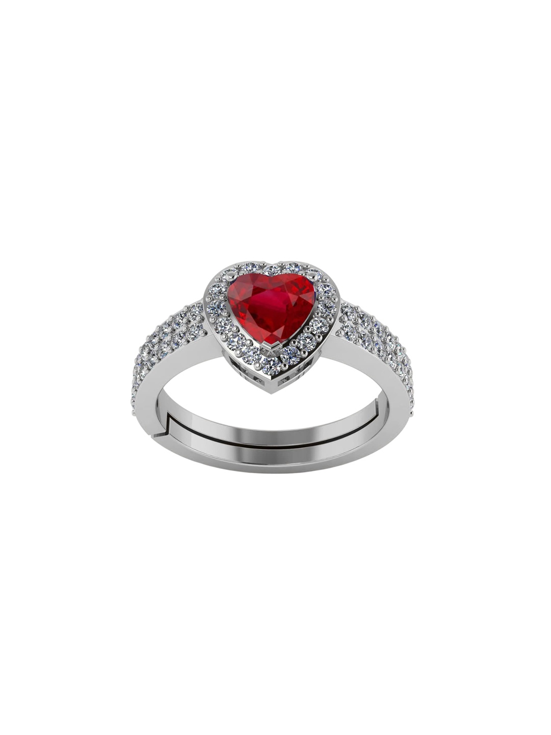 

LMDPRAJAPATIS Unisex 2.25 Ratti 1.50 Carat Certified Ruby Manik Gemstone Heart Shape Silver Ring For Women's, Red