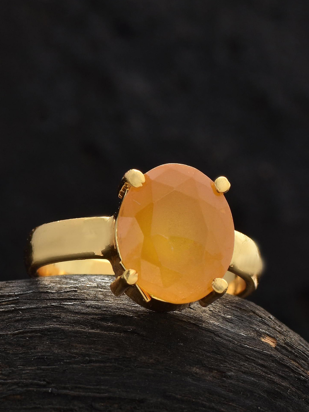 

LMDPRAJAPATIS Unisex Embellished Ring, Yellow