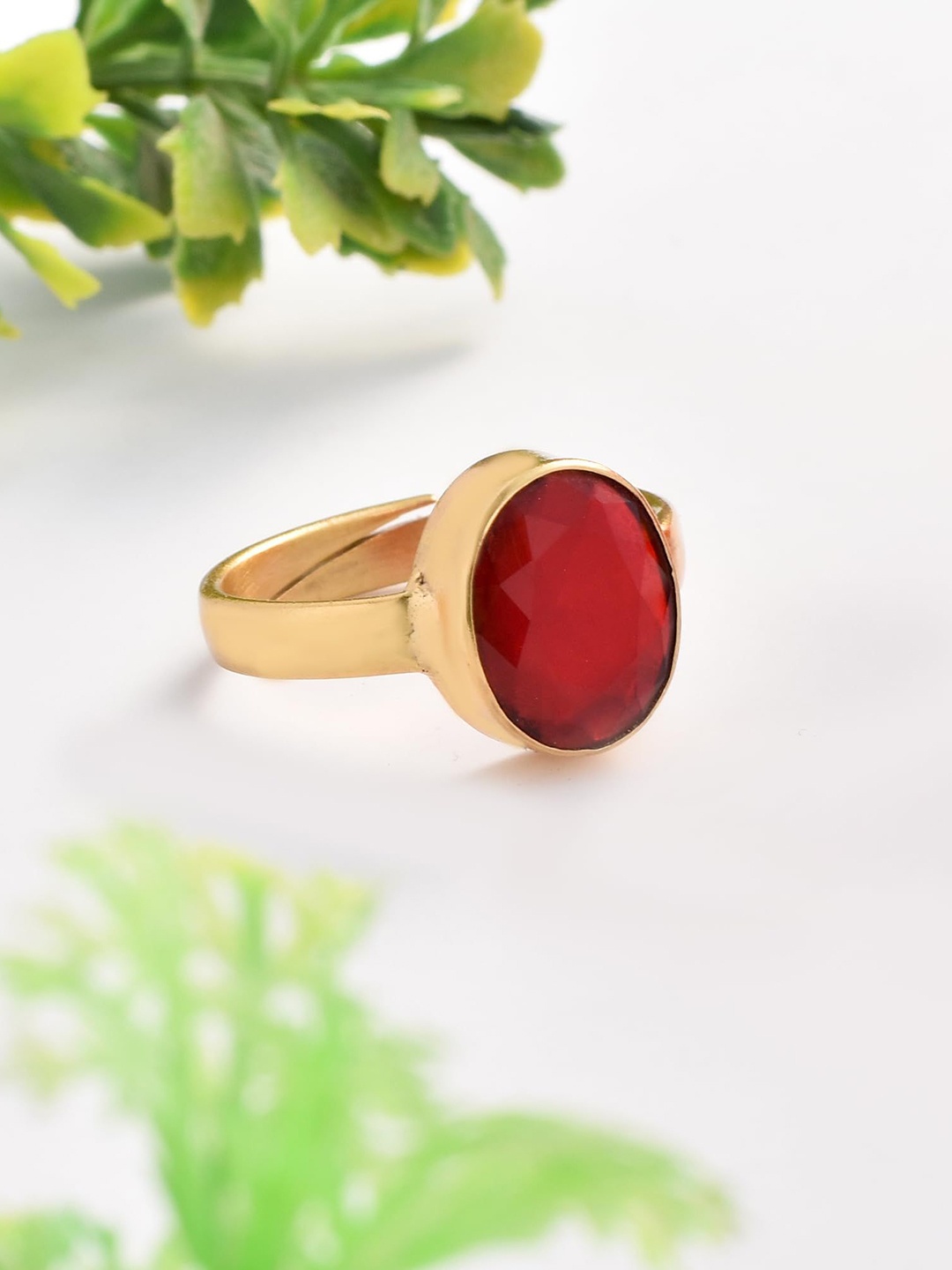 

LMDPRAJAPATIS Unisex Embellished Ring, Red