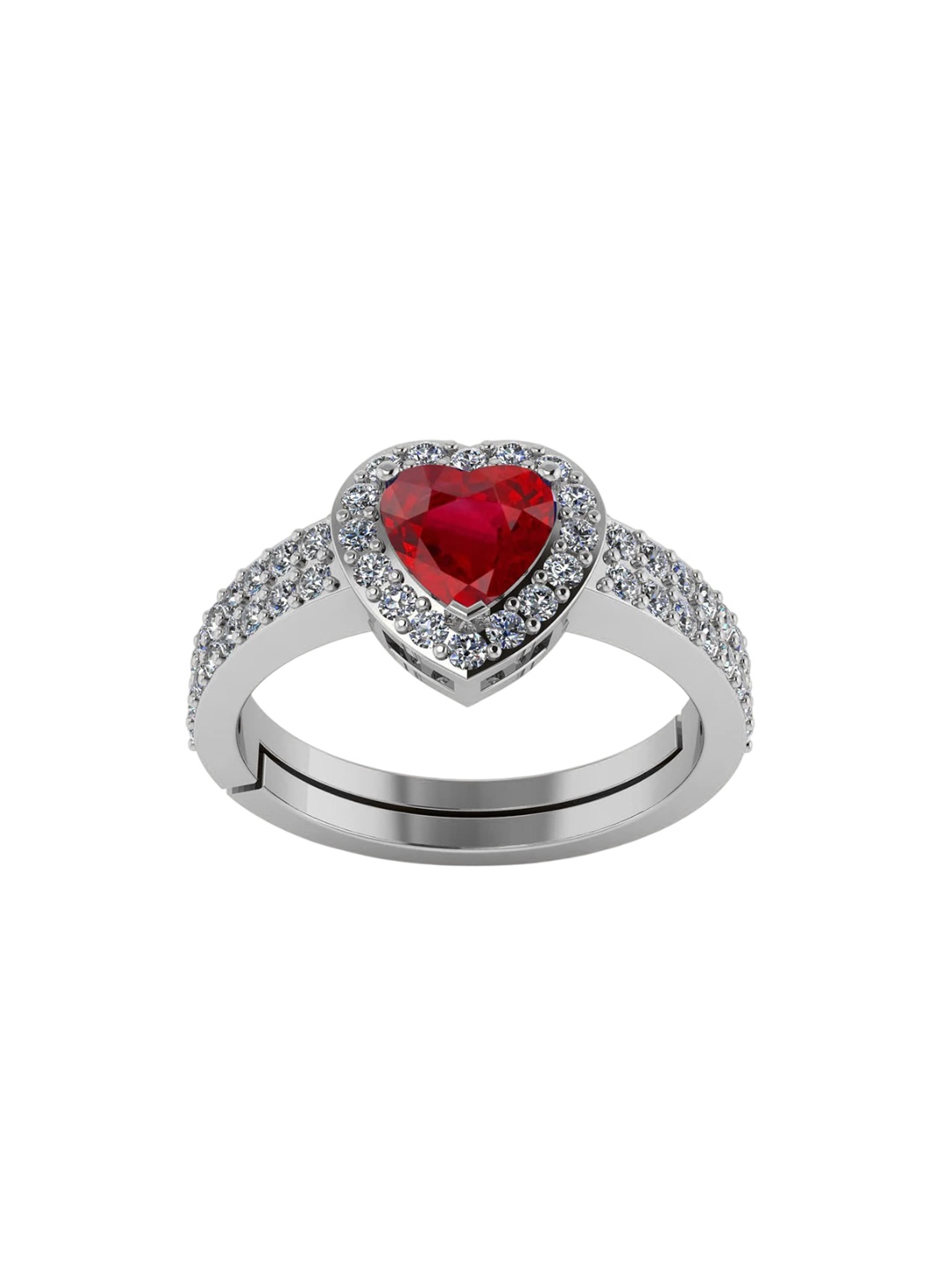 

LMDPRAJAPATIS Unisex 10.25 Ratti 9.50 Carat Certified Ruby Manik Gemstone Heart Shape Silver Ring For Women's, Red