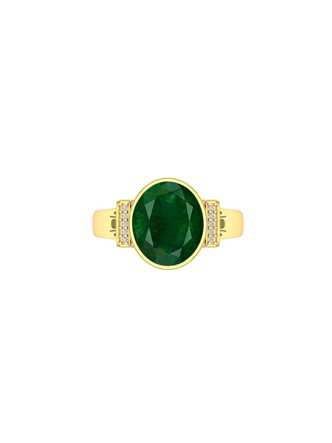 

LMDPRAJAPATIS Unisex 5.25 Ratti 4.75 Carat Natural Emerald Zirconia Stone Gold Ring For Women, Green