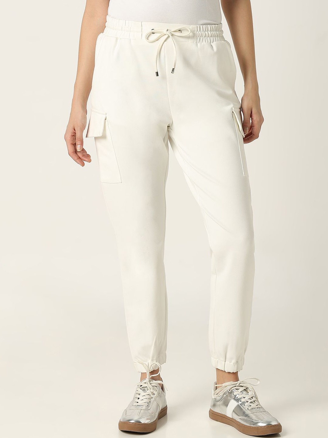 

R&B Women Cargo Joggers, White