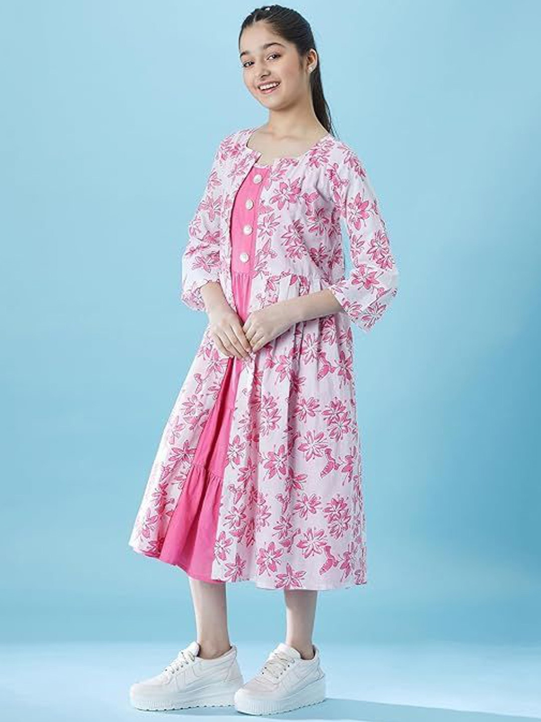 

ZITRA Floral Print A-Line Dress, Pink