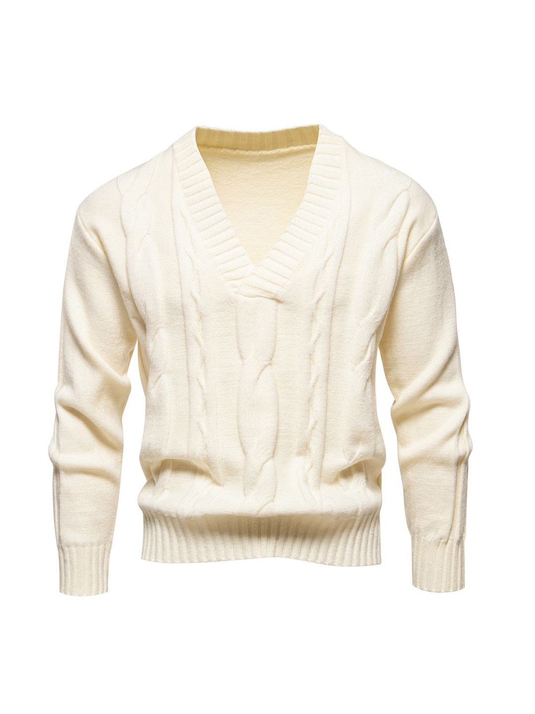 

StyleCast x Revolte Men Cable Knit Pullover, Off white
