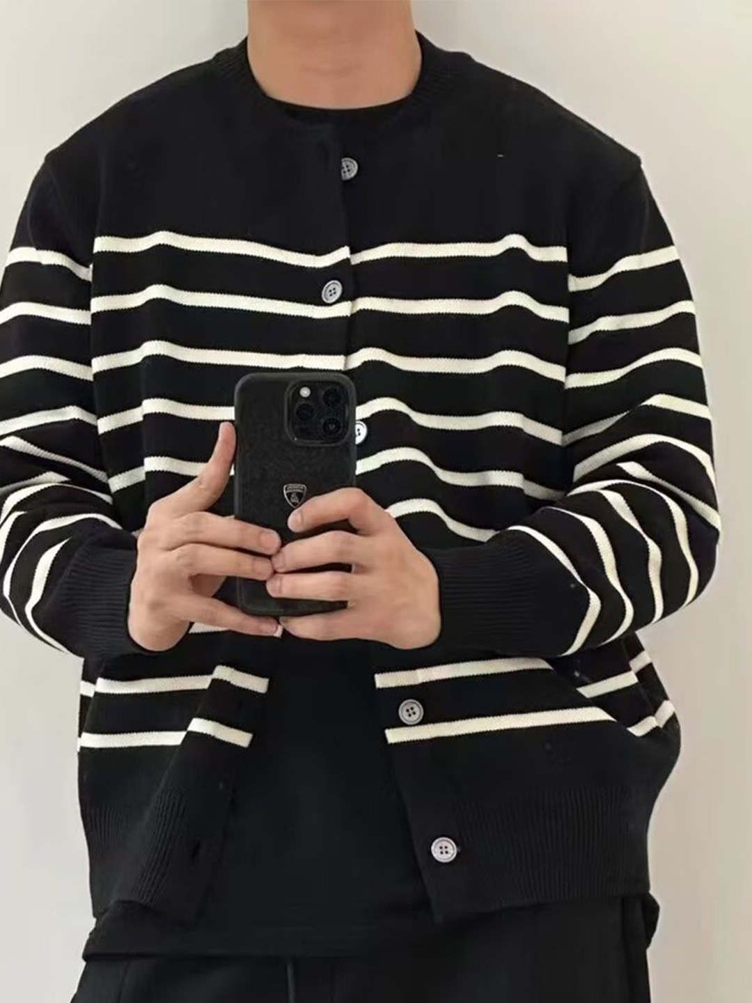 

StyleCast x Revolte Men Striped Cardigan, Black
