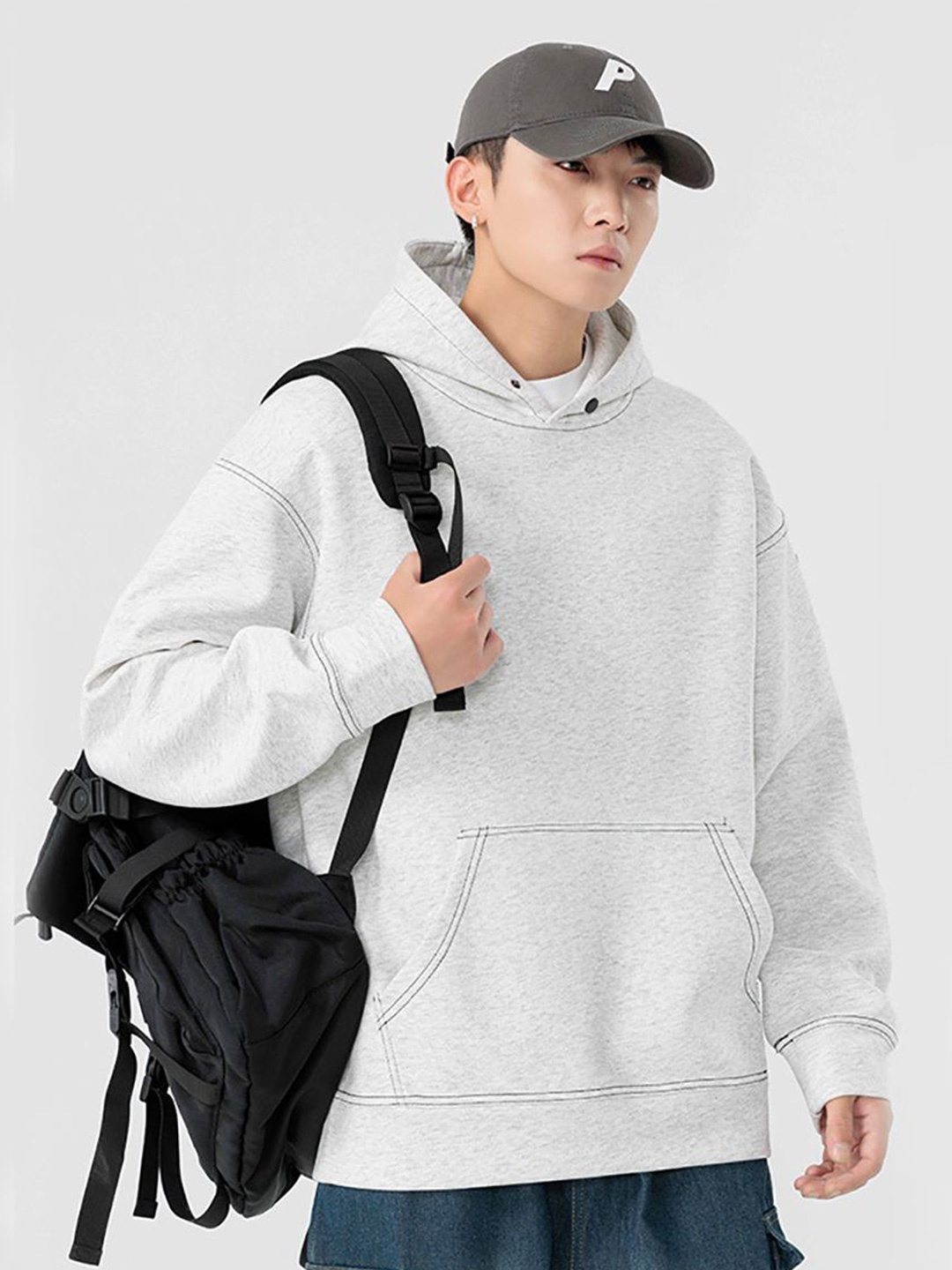 

StyleCast x Revolte Men Hooded Sweatshirt, Grey