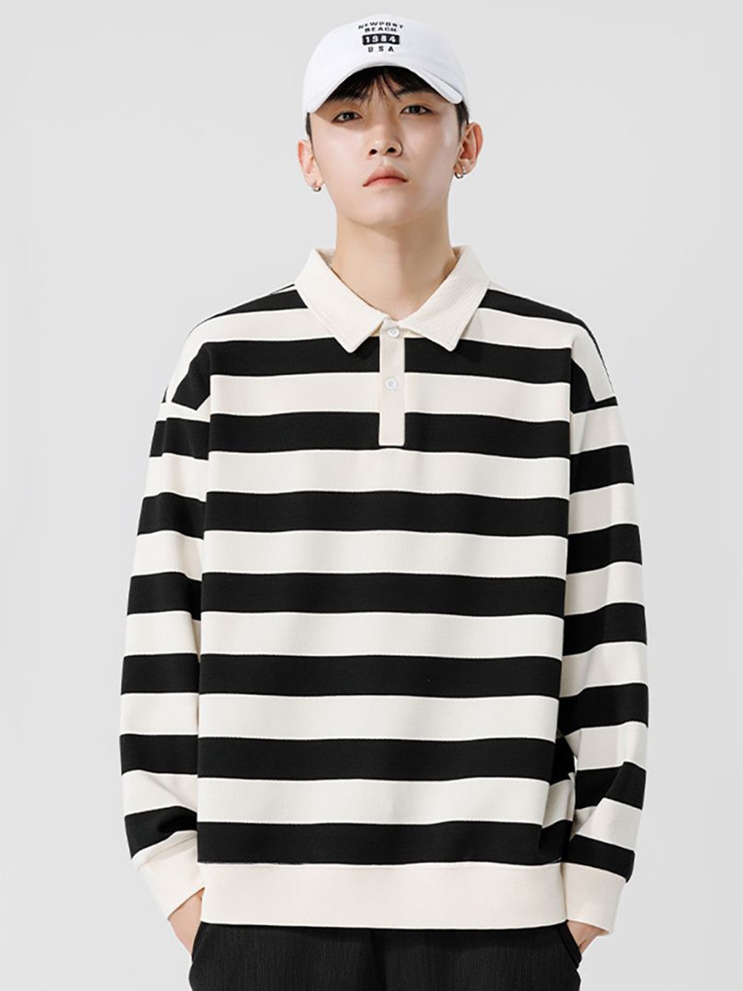 

StyleCast x Revolte Men Striped Sweatshirt, Black