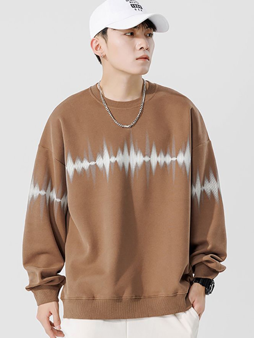 

StyleCast x Revolte Men Printed Sweatshirt, Brown