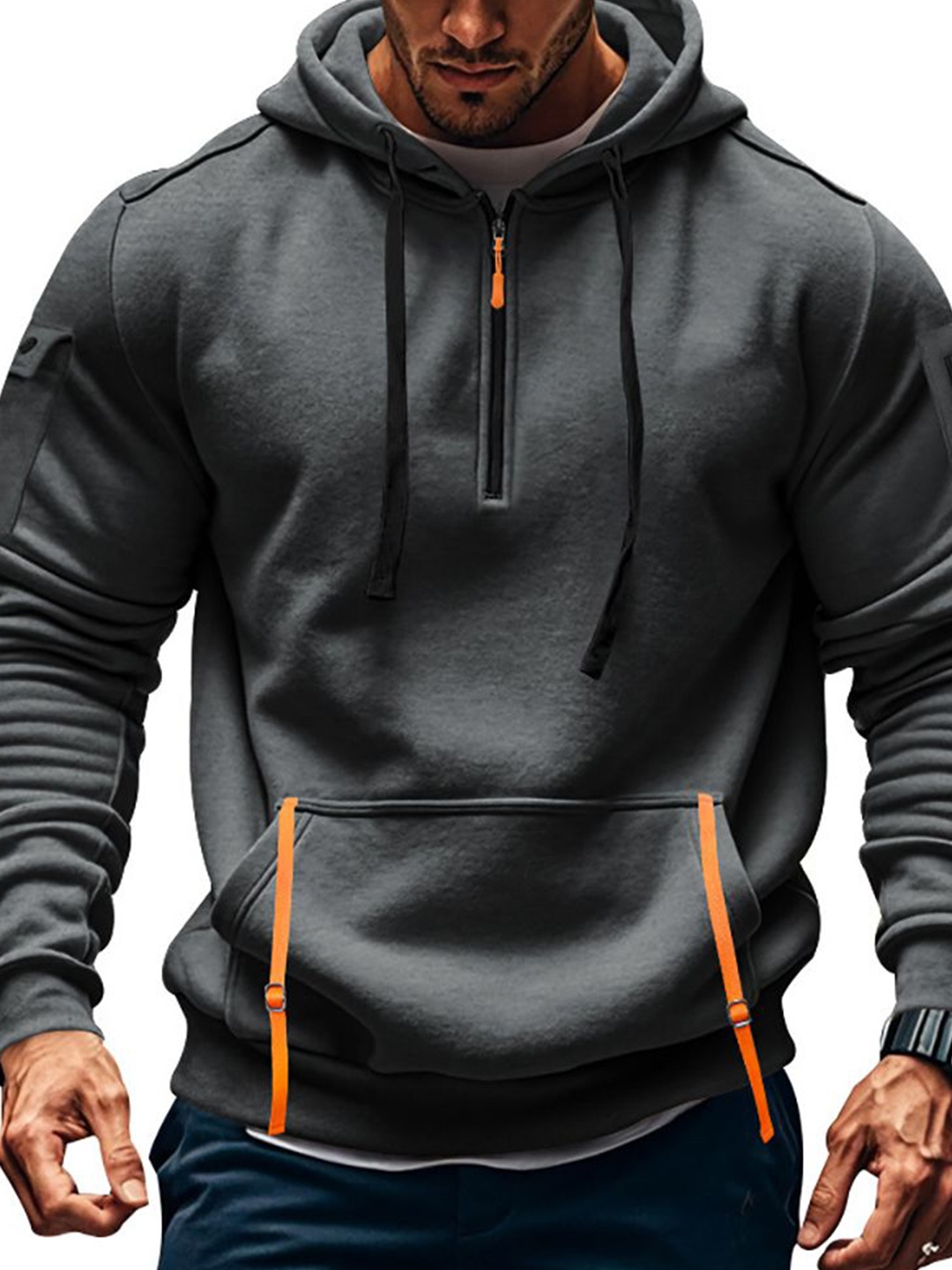 

StyleCast x Revolte Men Hooded Sweatshirt, Grey