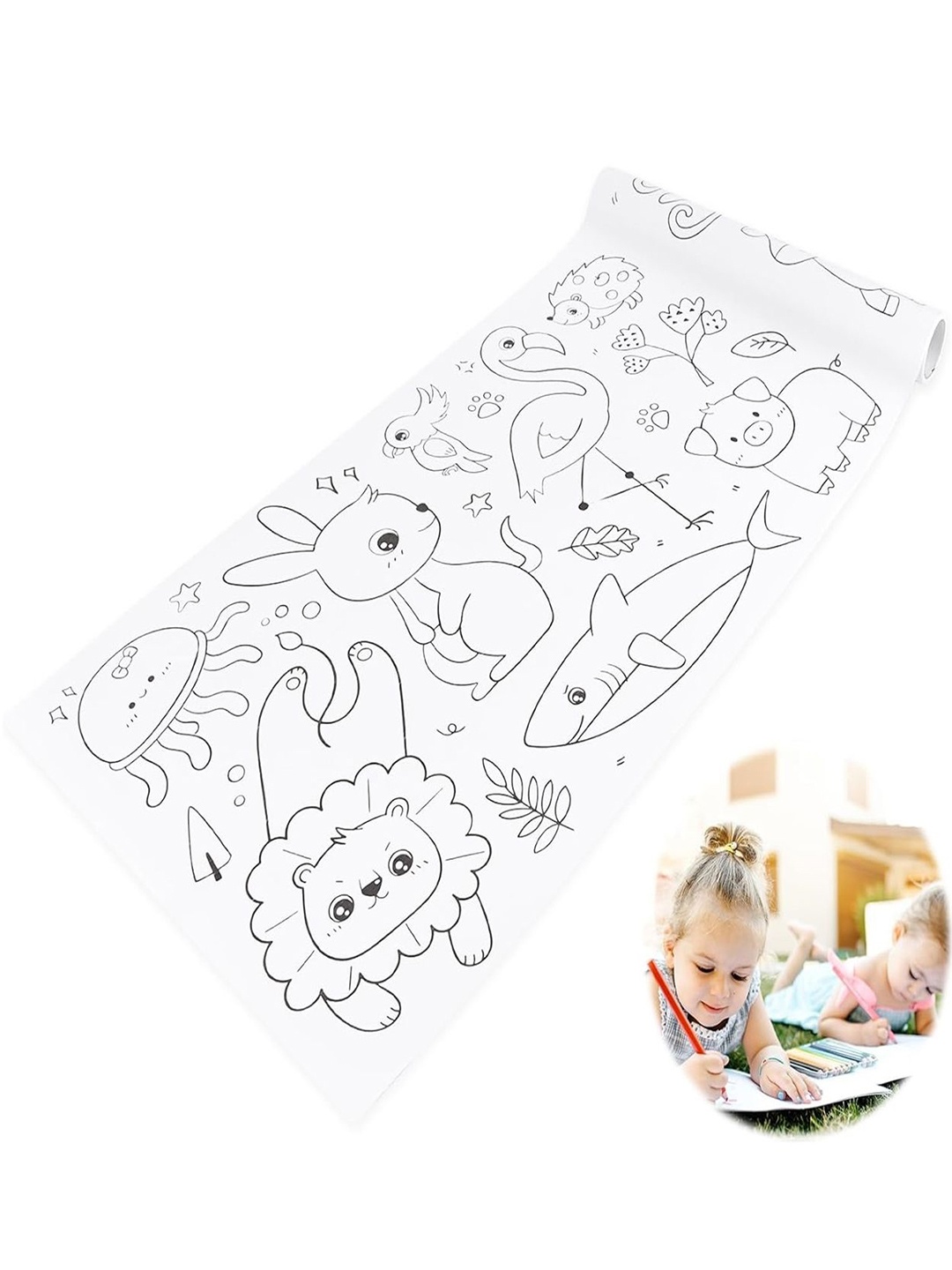 MUREN Magic Art Drawing Paper Coloring Roll Cutable, White