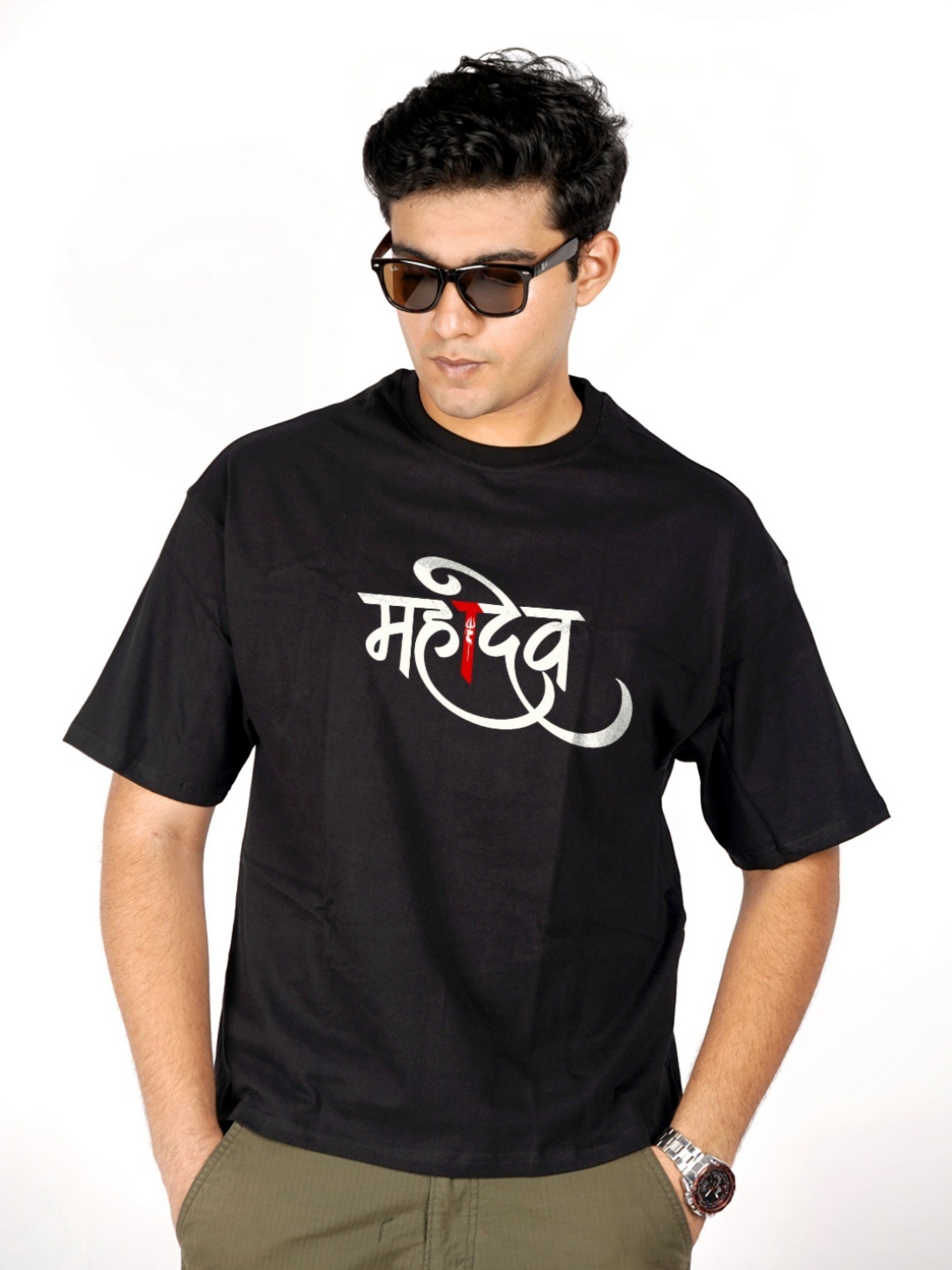 

PRABHUBHAKTI Men Bio Finish Pockets T-shirt, Black