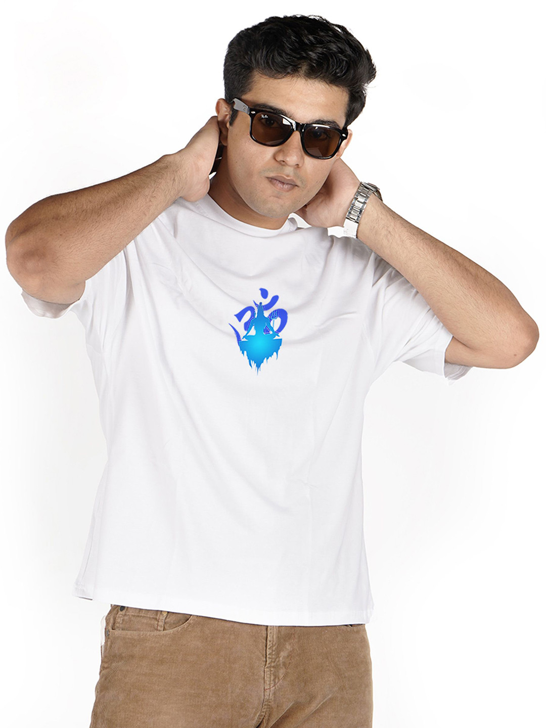 

PRABHUBHAKTI Men Bio Finish Applique T-shirt, Black