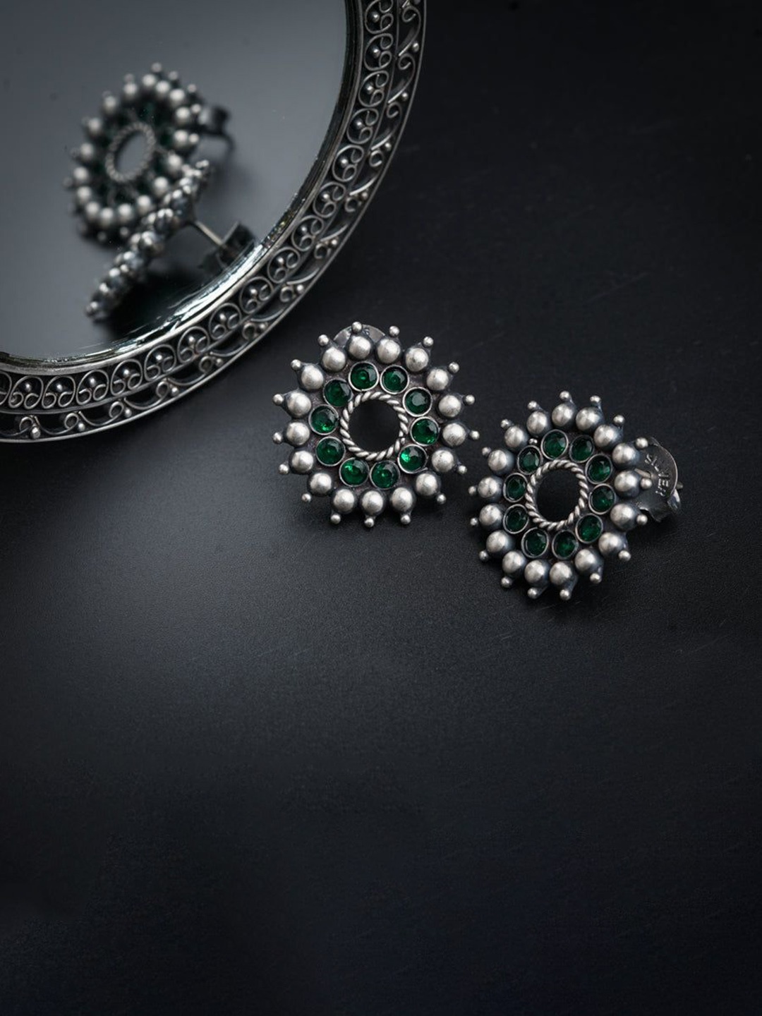 

House of Aadyaa Classic Studs Earrings, Silver