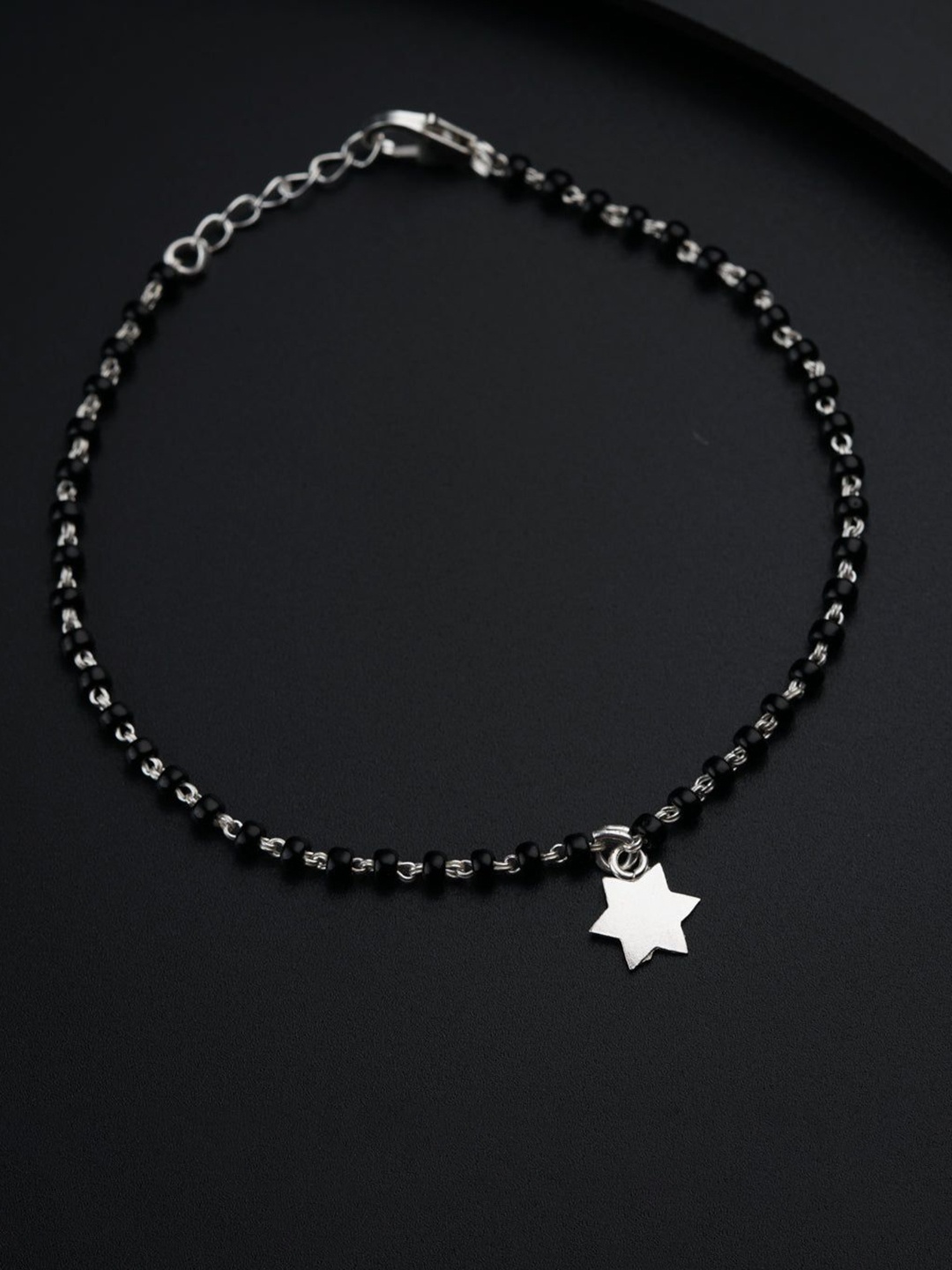 

House of Aadyaa 92.5 Silver Beaded Star -Charm Mangalsutra Bracelet