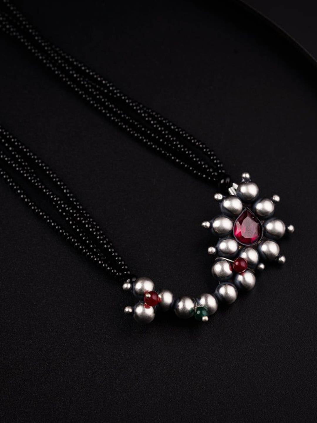 

House of Aadyaa Silver Artificial Beads Mangalsutra