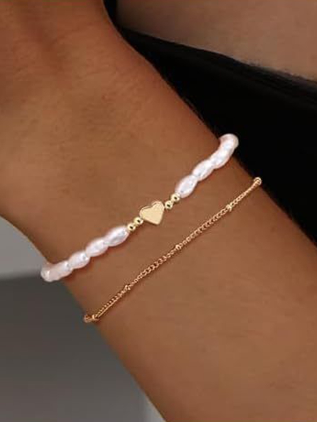

StyleCast x Revolte Set Of 2 Stainless Steel Gold-Plated Pearls Wraparound Bracelets