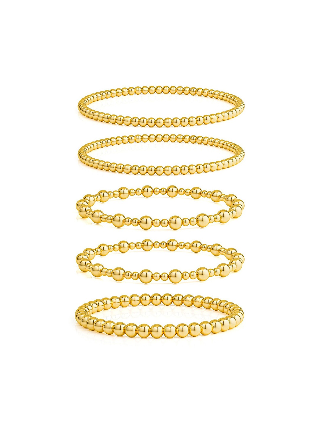 

StyleCast x Revolte Set Of 5 Gold-Plated Beaded Stainless Steel Elasticated Bracelet