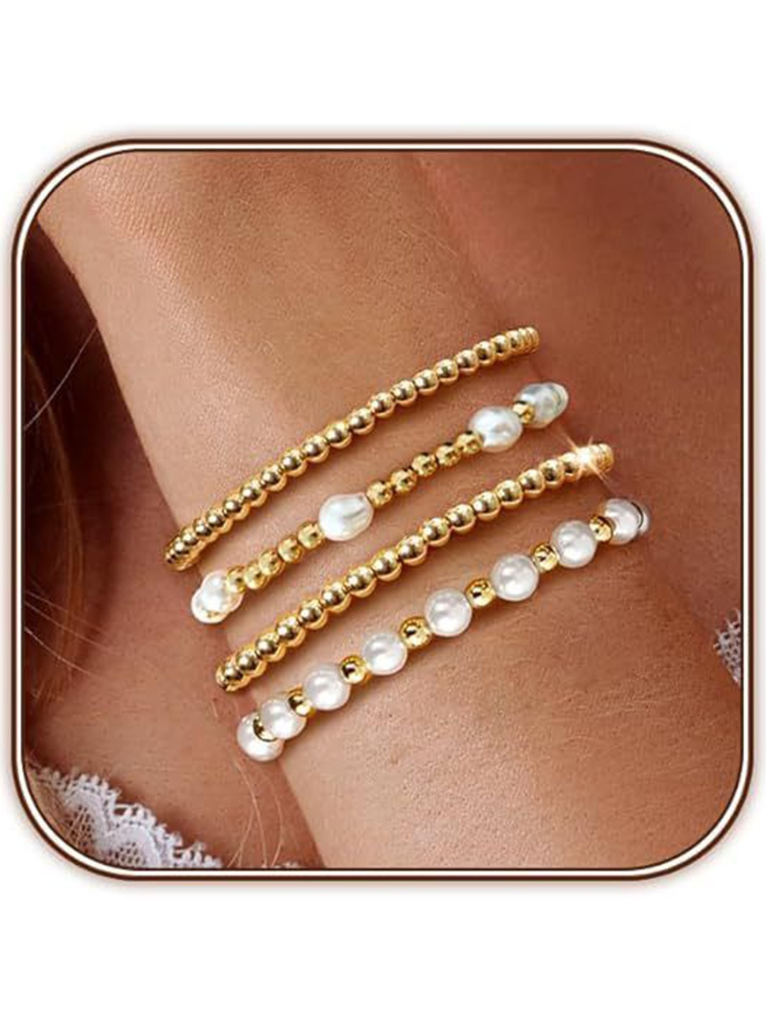 

StyleCast x Revolte Set Of 4 Gold-Plated Beaded Stainless Steel Wraparound Bracelet