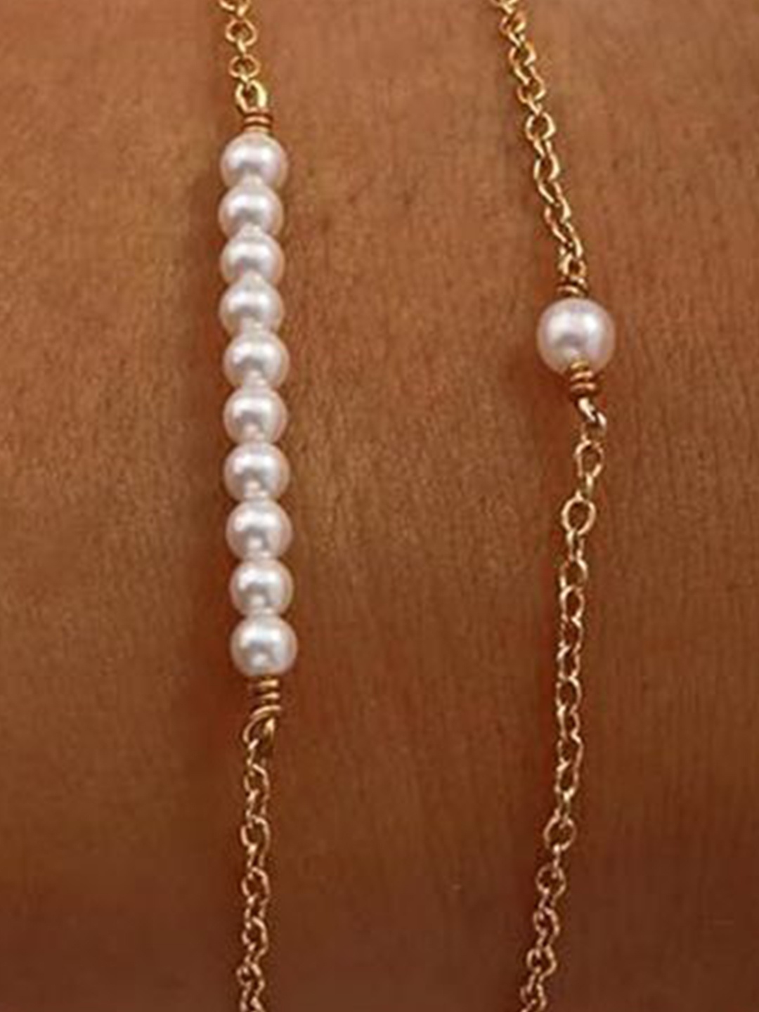 

StyleCast x Revolte Set Of 2 Stainless Steel Gold-Plated Pearls Antique Link Bracelets