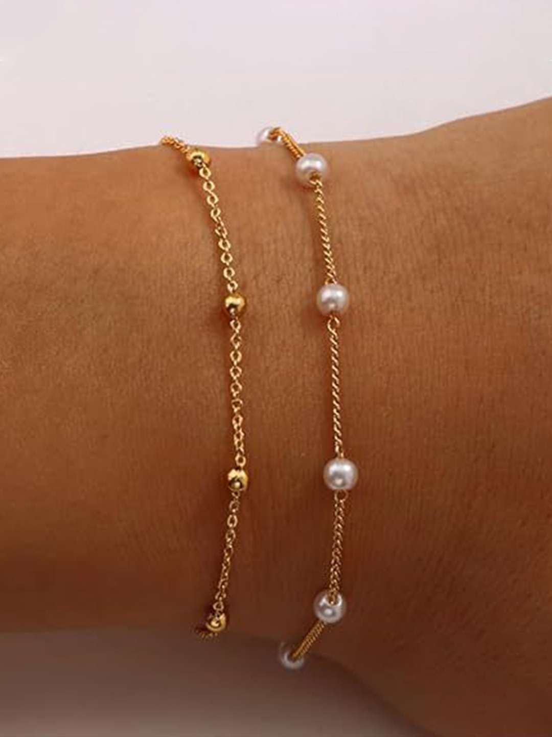 

StyleCast x Revolte Set Of 2 Stainless Steel Gold-Plated Pearls Armlet Bracelets